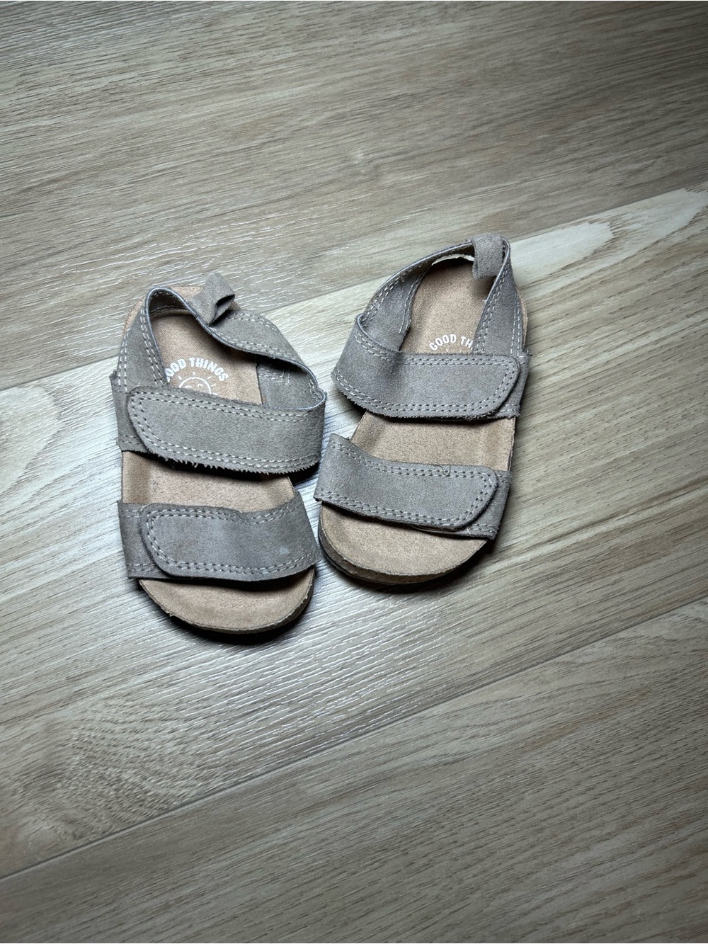 H&M Beige Suede Hook-and-Loop Baby Sandals